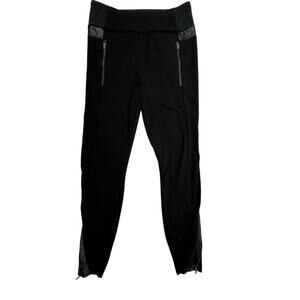 Athleta Siena Faux Leather Trim Ankle Zip Moto Ponte Leggings